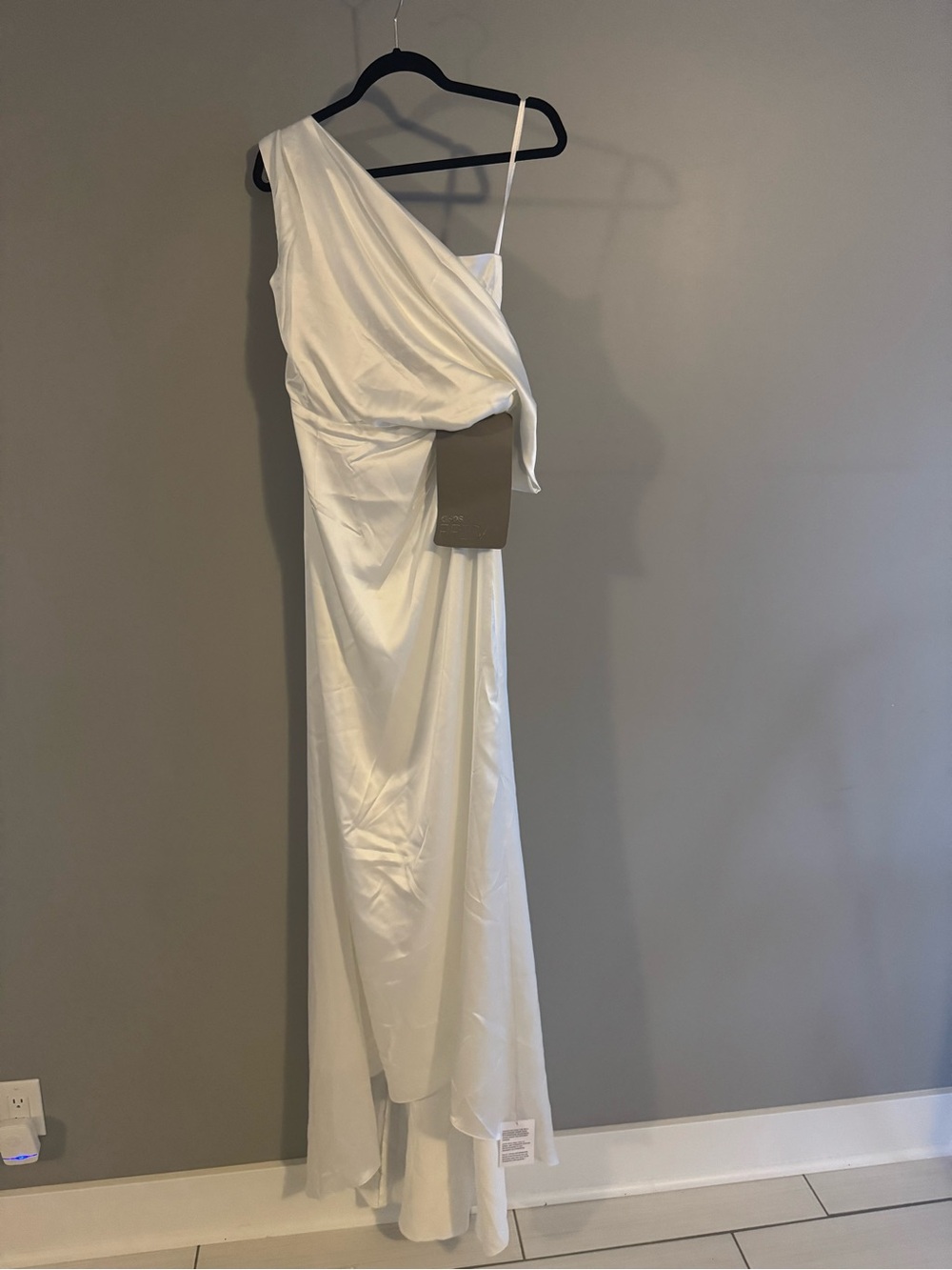 ASOS White One-Shoulder Draped Gown